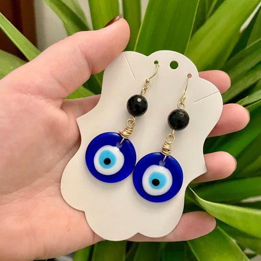 Obsidian & Evil Eye Dangles