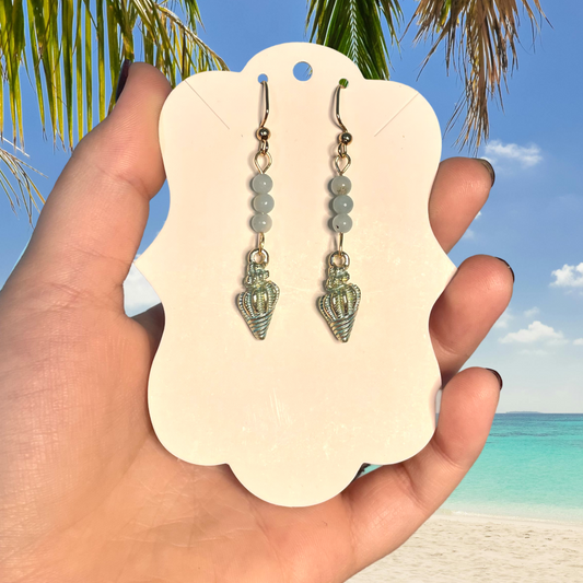 Amazonite Sea Shell Dangles