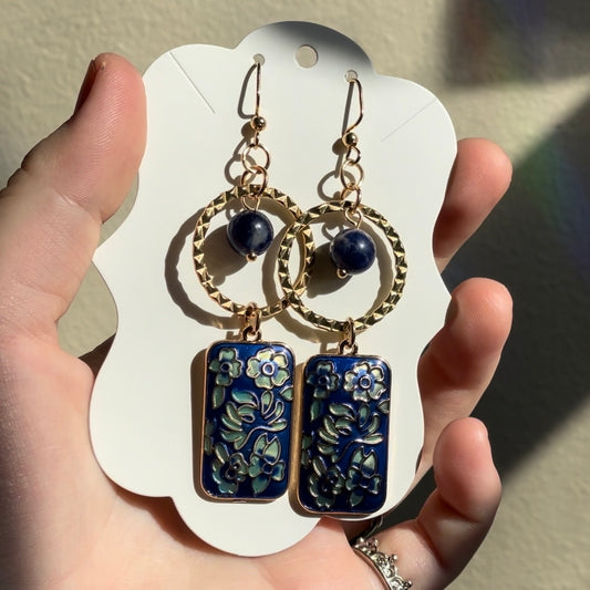 Sodalite Floral Dangles