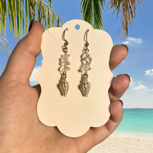 Clear Quartz Shell Dangles