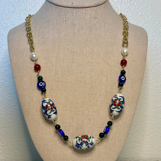 Bold Floral Beaded Necklace